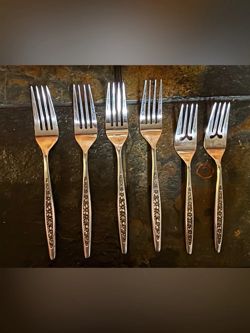 Vintage EHP Ekco Nicole Stainless Salad & Dinner Forks Lot of 6 Japan